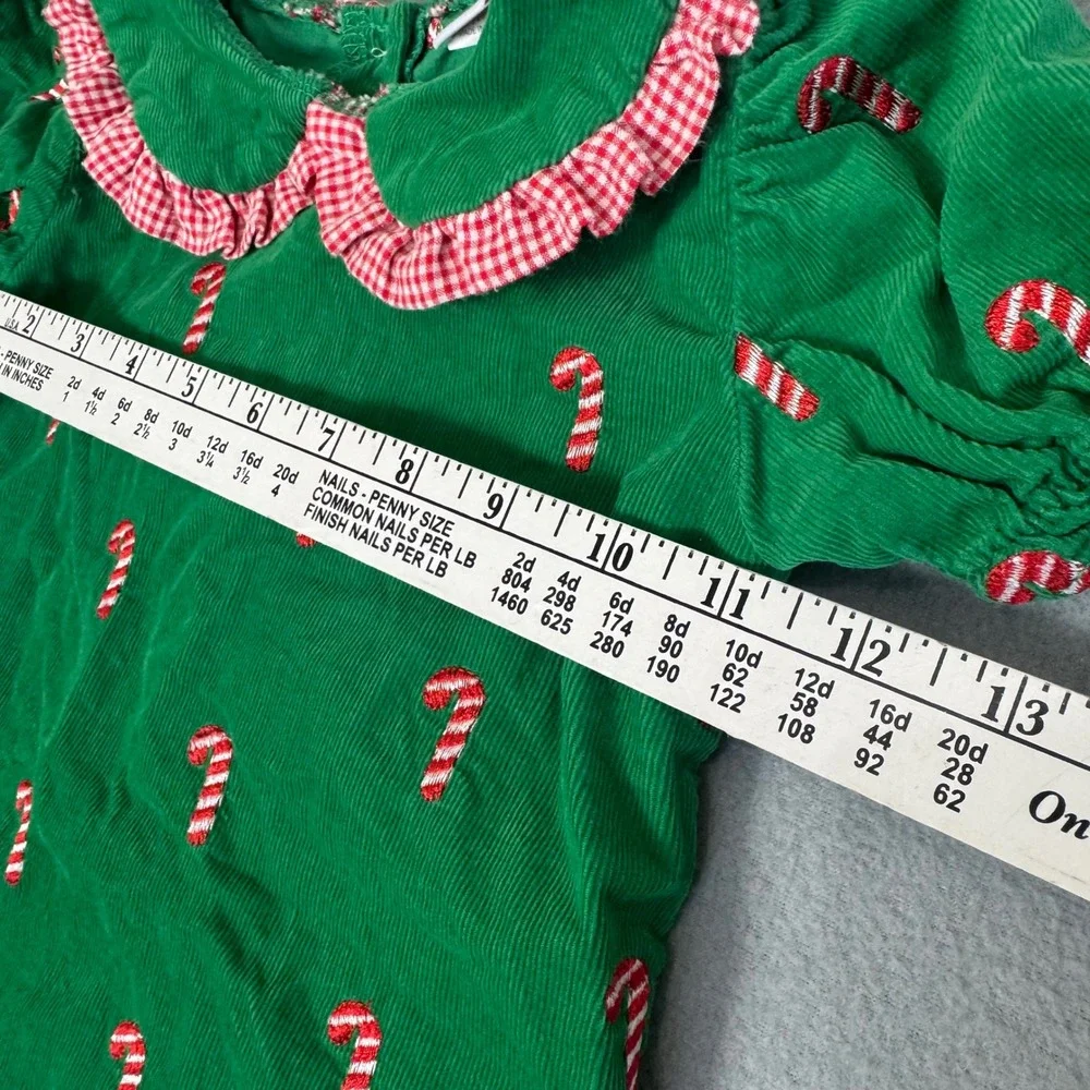 Stitchy Fish Corduroy Dress 2T Holiday Candy Cane Embroidered Southern Green